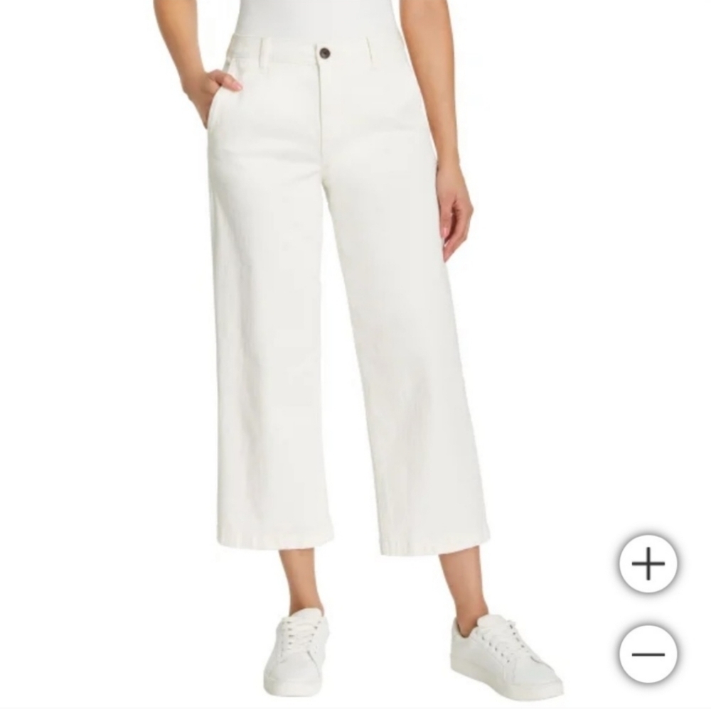 NWT Ella Moss Women's Wide Leg Crop cream Pant off white 8 Slightly Dirty